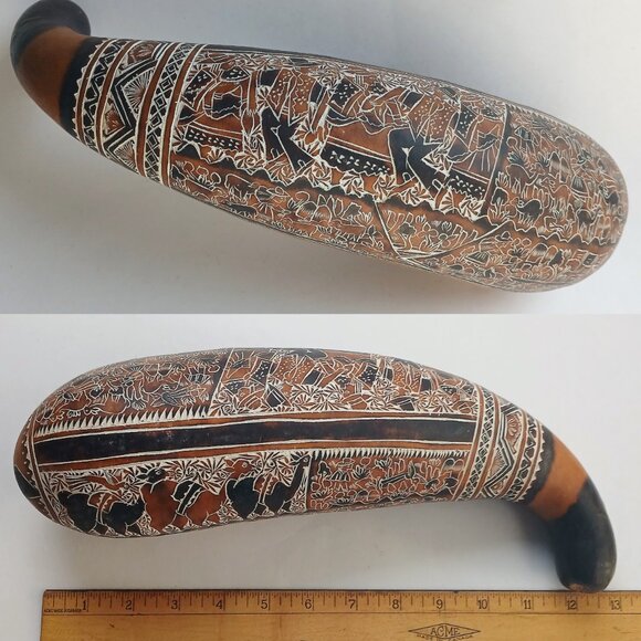 Guiro Maracas Hand Carved Dry Gourd Percussion Instrument Peruvian Shaker Decor - Picture 3 of 11